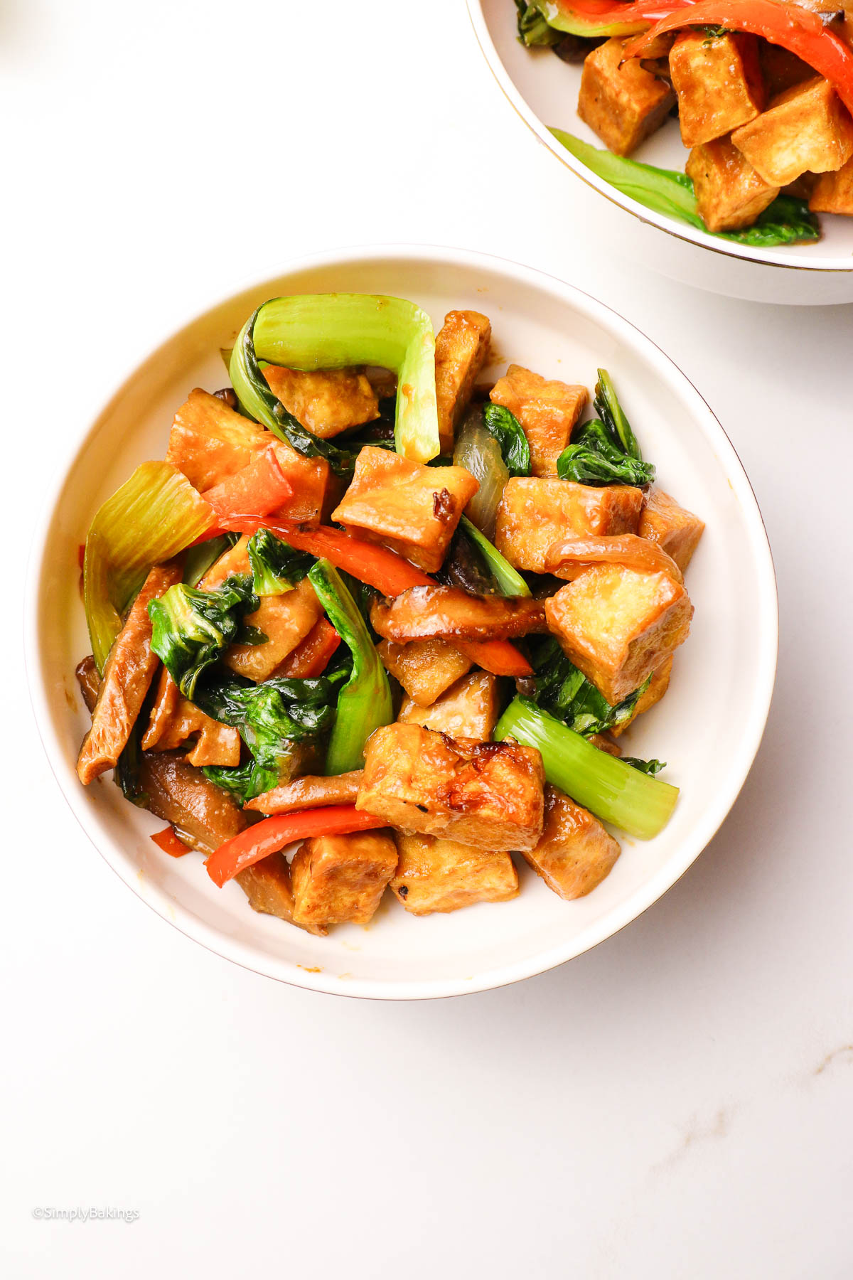 A bowl of hot Stir Fried Tofu in delicious Miso Sauce