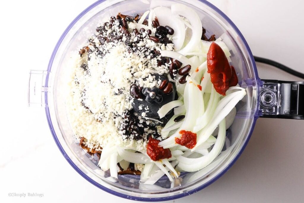 Vegetables and other ingredients in a blender