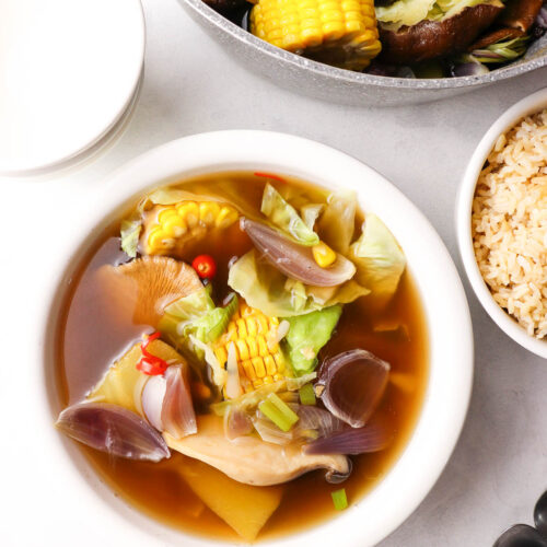a bowl of healthy bulalo soup