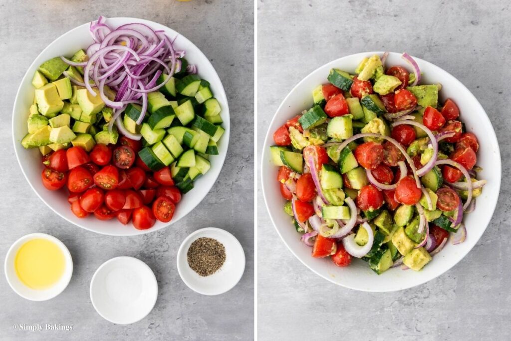 olive oil, salt, and black pepper  added to the bowl and mixed well