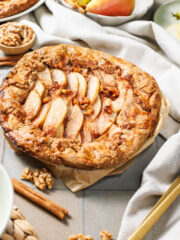 Flaky Pear Crostata with sliced pears in the center