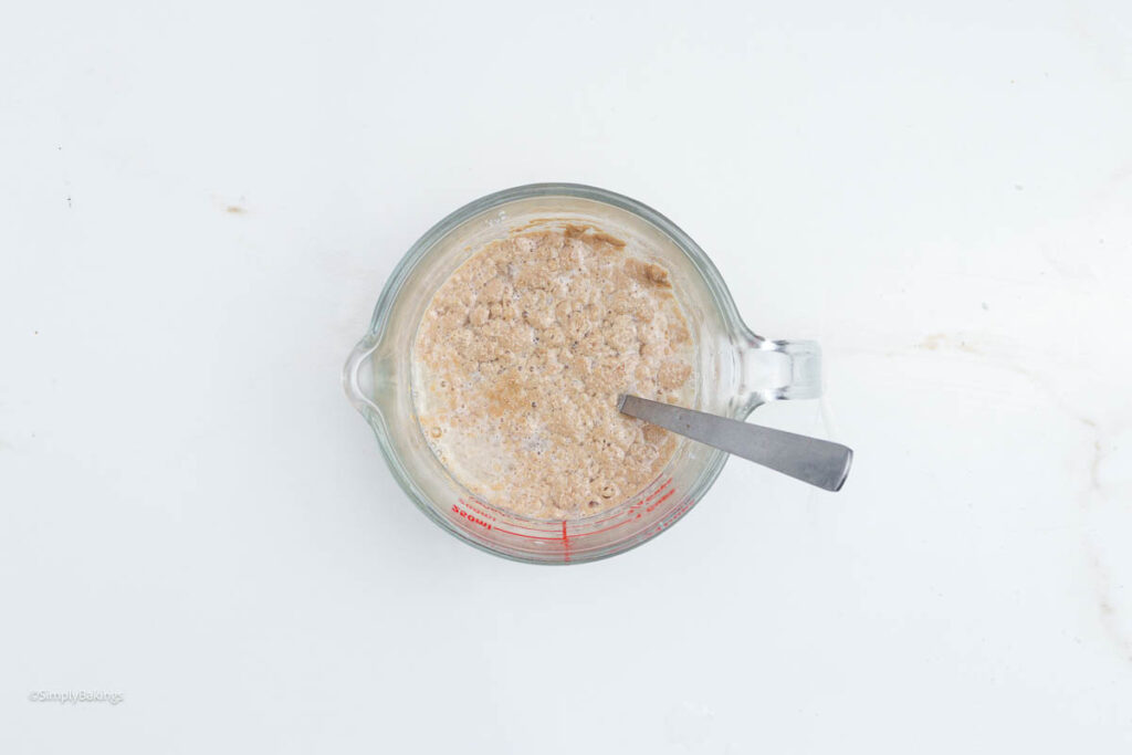 Blooming the yeast with water and sugar