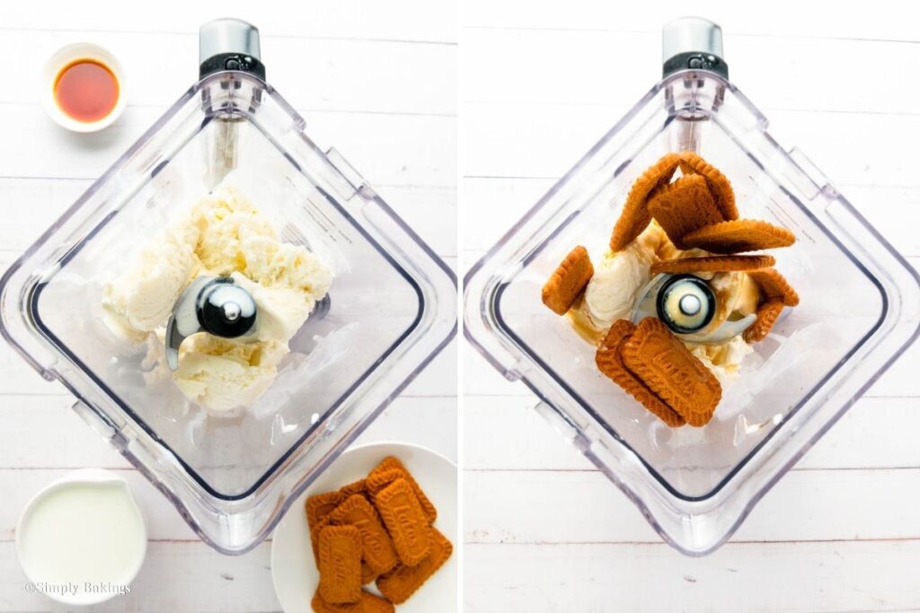 Blender filled with all ingredients ready to mix