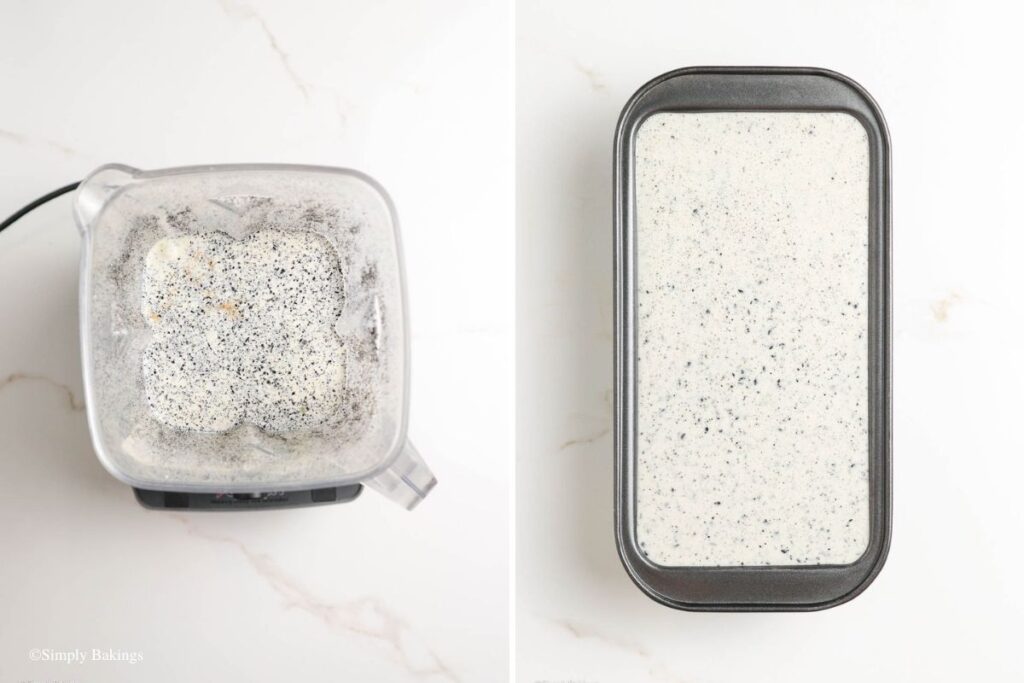added condensed milk, heavy cream, vanilla extract, and salt to the blender then poured the mixture into a rectangular container