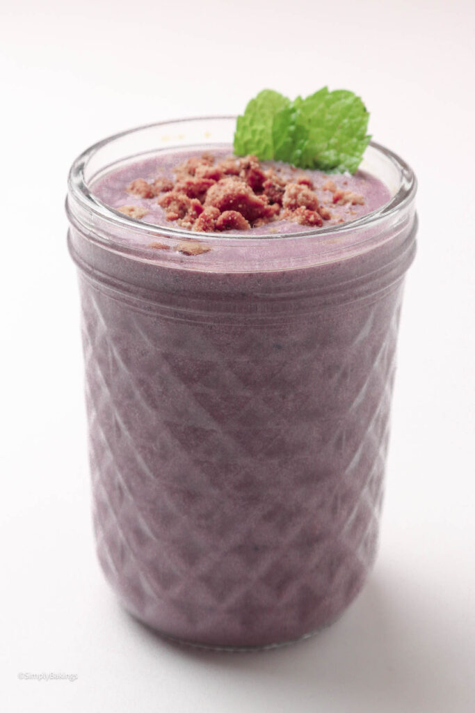 Cookie crumble sprinkled on top of Ube Milkshake