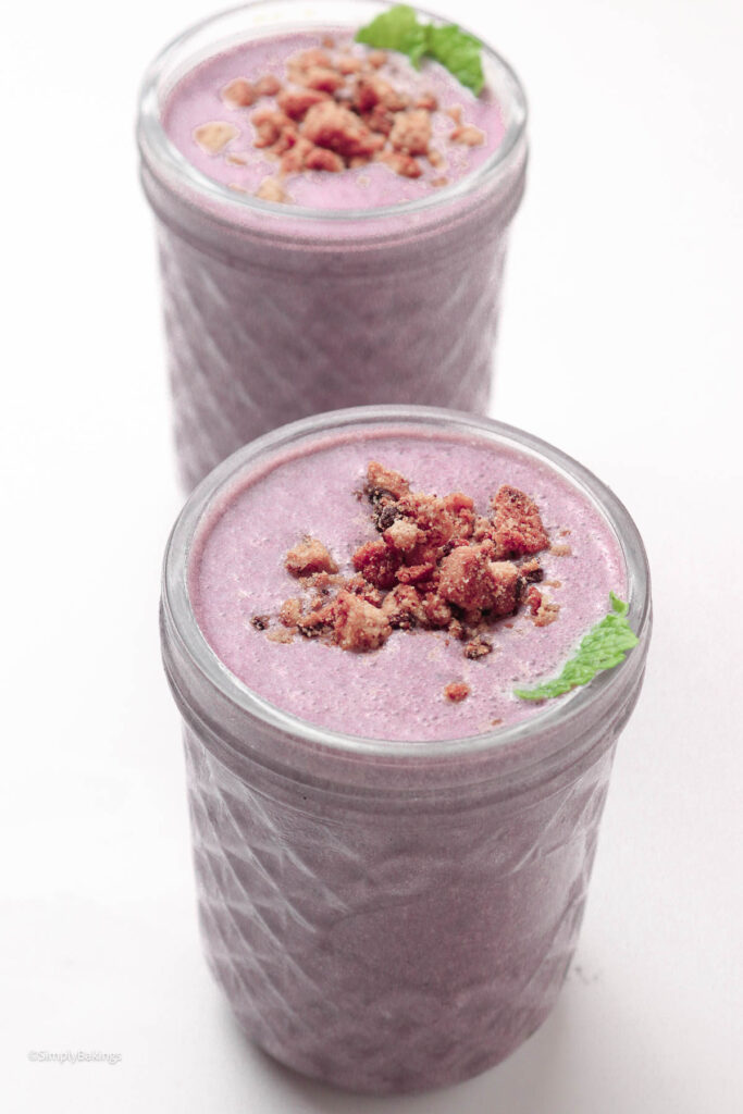 Two tall glasses of delicious Ube milkshake