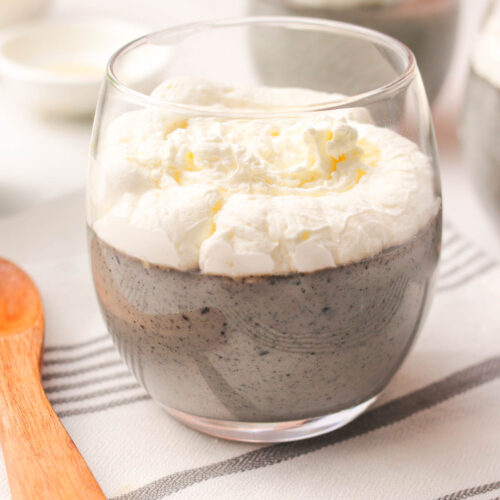 A glass of delicious Black Sesame Pudding