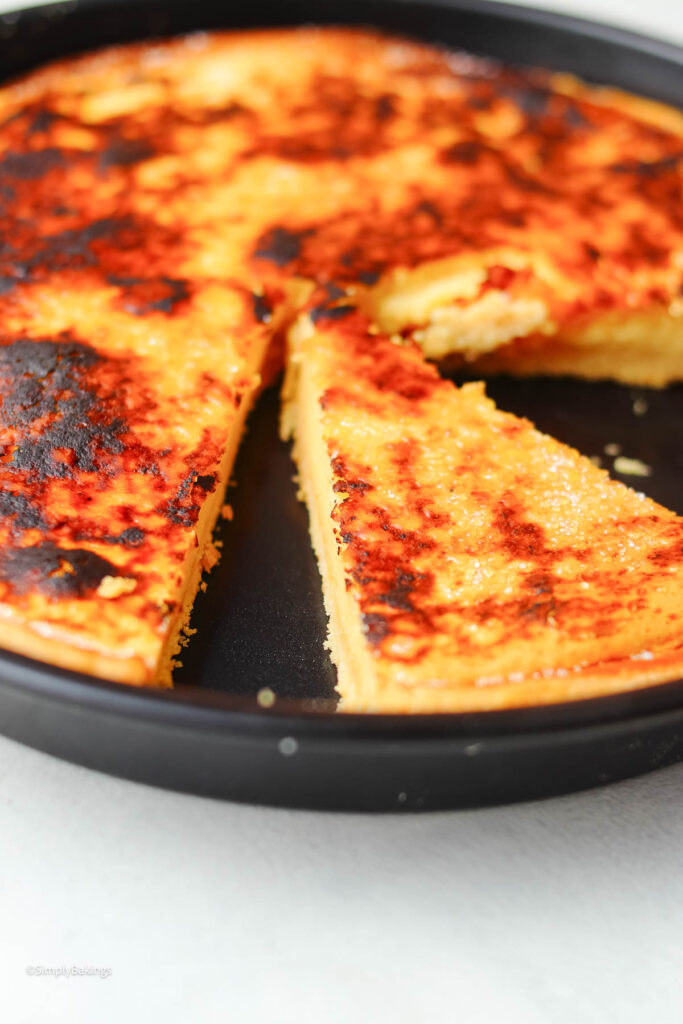 sliced Filipino Egg Pie on a baking pan
