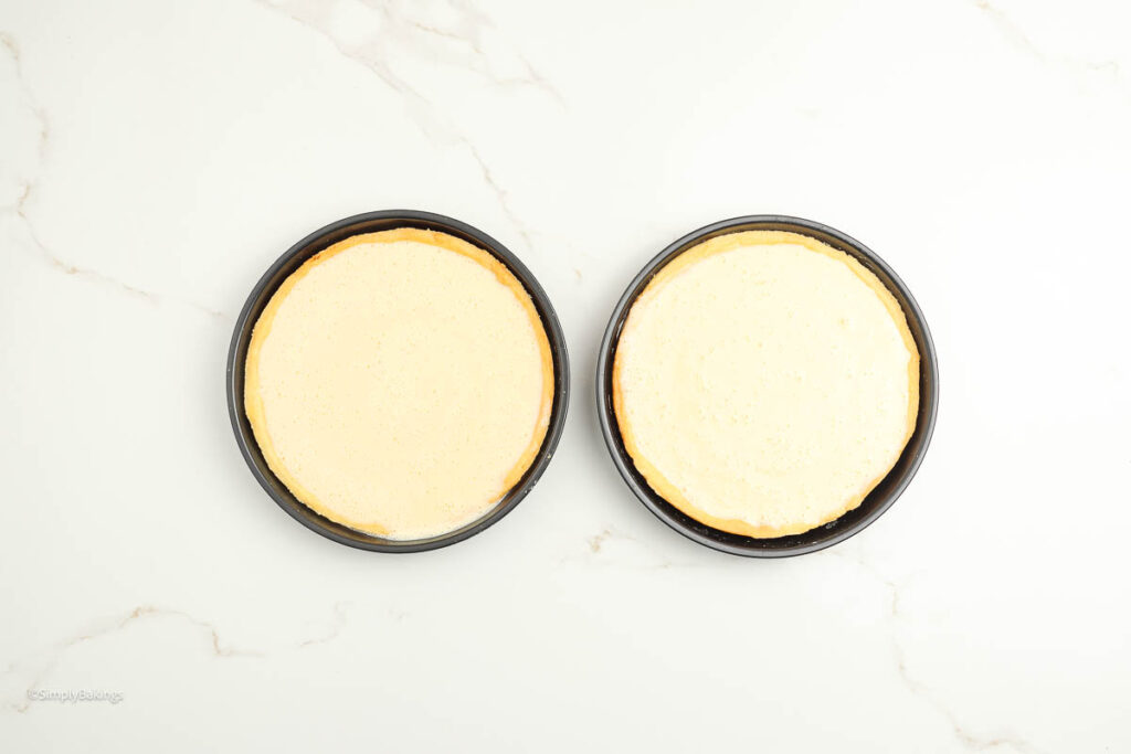 Egg pie mixture poured into pie crusts