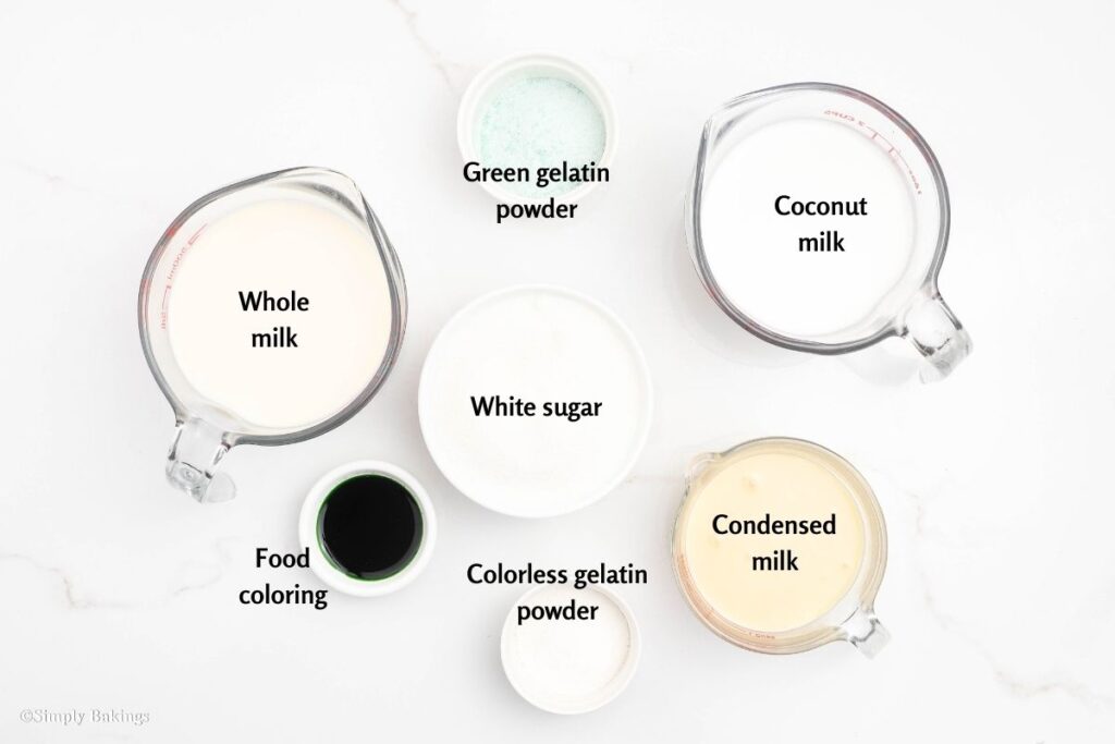 All ingredients for Pandan Jelly Dessert