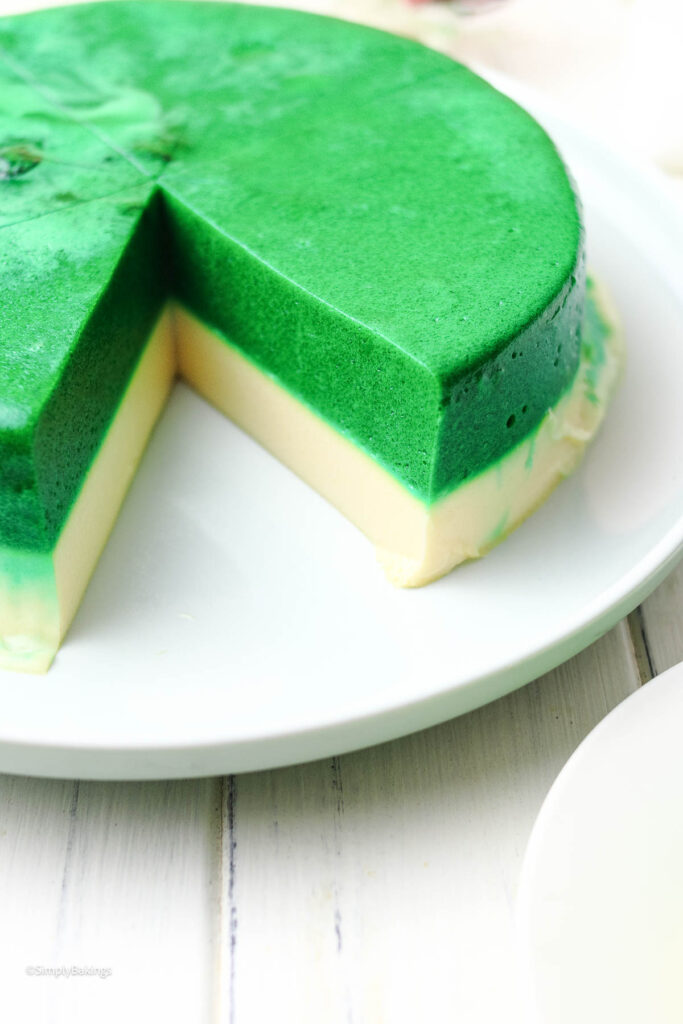 Layers of the Pandan Jelly Dessert on plate