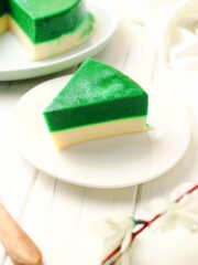 Pandan Jelly Dessert served on a white plate