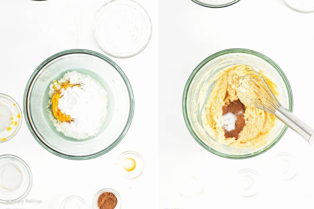 Flour, pumpkin spice and salt to the bowl