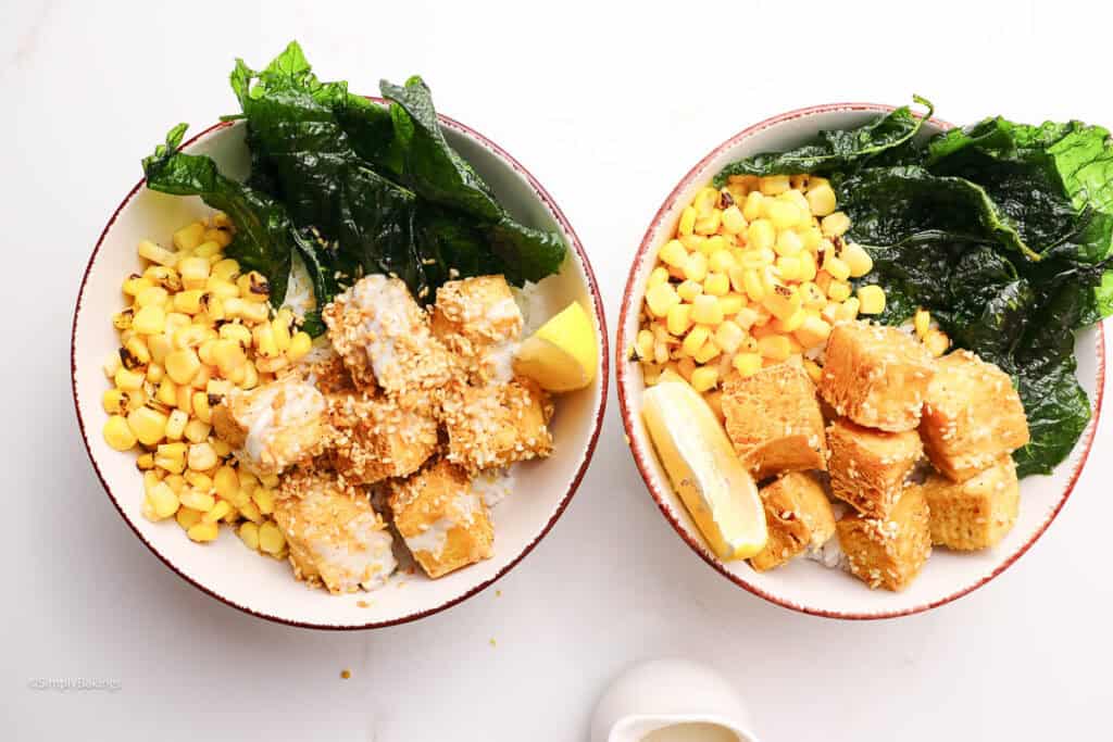 Wasabi Tofu in two serving bowls