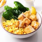 Delicious Wasabi Tofu in a white bowl