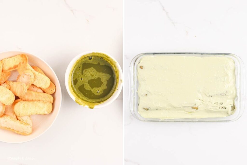 Layering Ladyfingers and syrup for the tiramisu