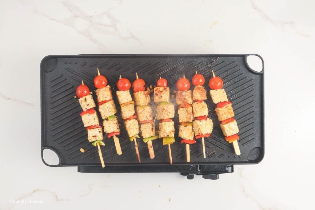 Tempeh Marinade skewers on the grill
