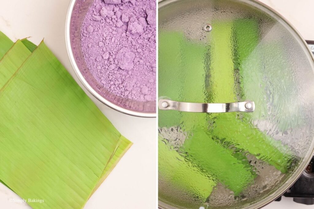 Mixture wrapped in banana leaves