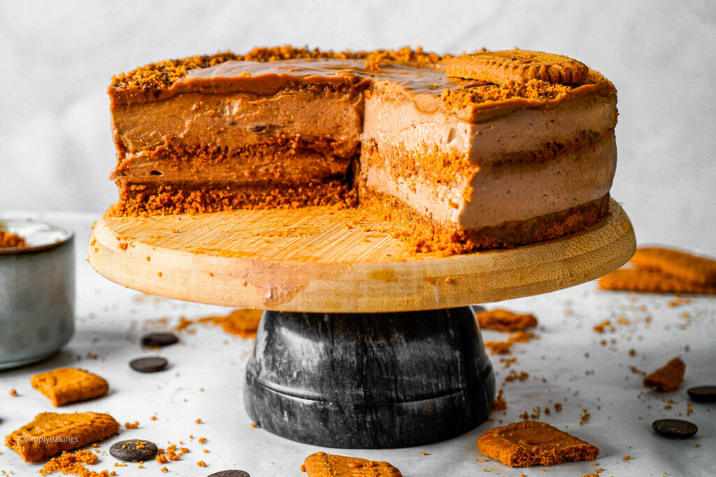 No-Bake Biscoff Cheesecake presented on the table