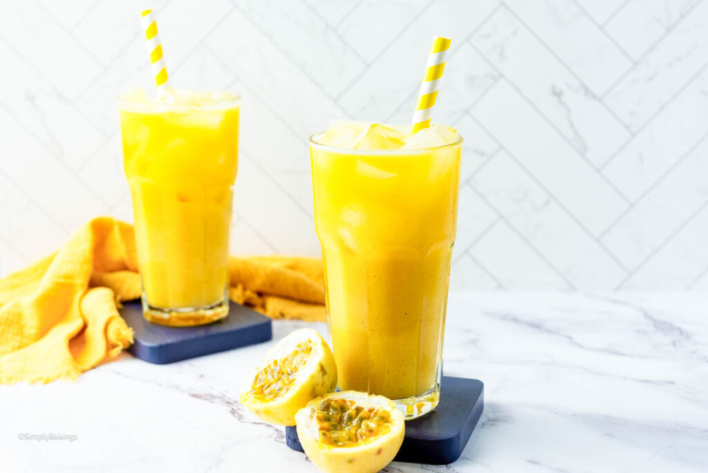 Glowing Passion Fruit Juices served at the table