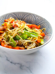 A bowl of Ginisang Togue at the table