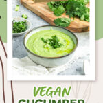 Cucumber gazpacho in a white bowl