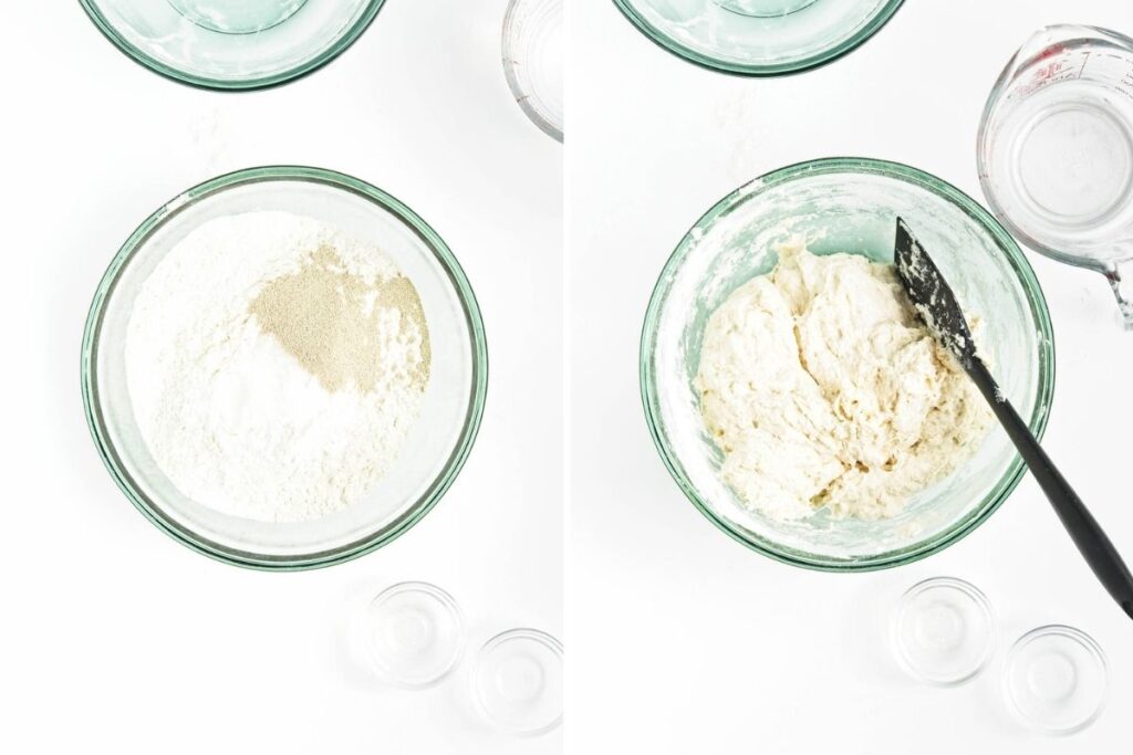 Crusty Walnut Roll dough in a glass mixing bowl