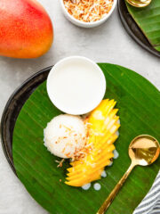 Filipino Mango Sticky Rice with a spoon
