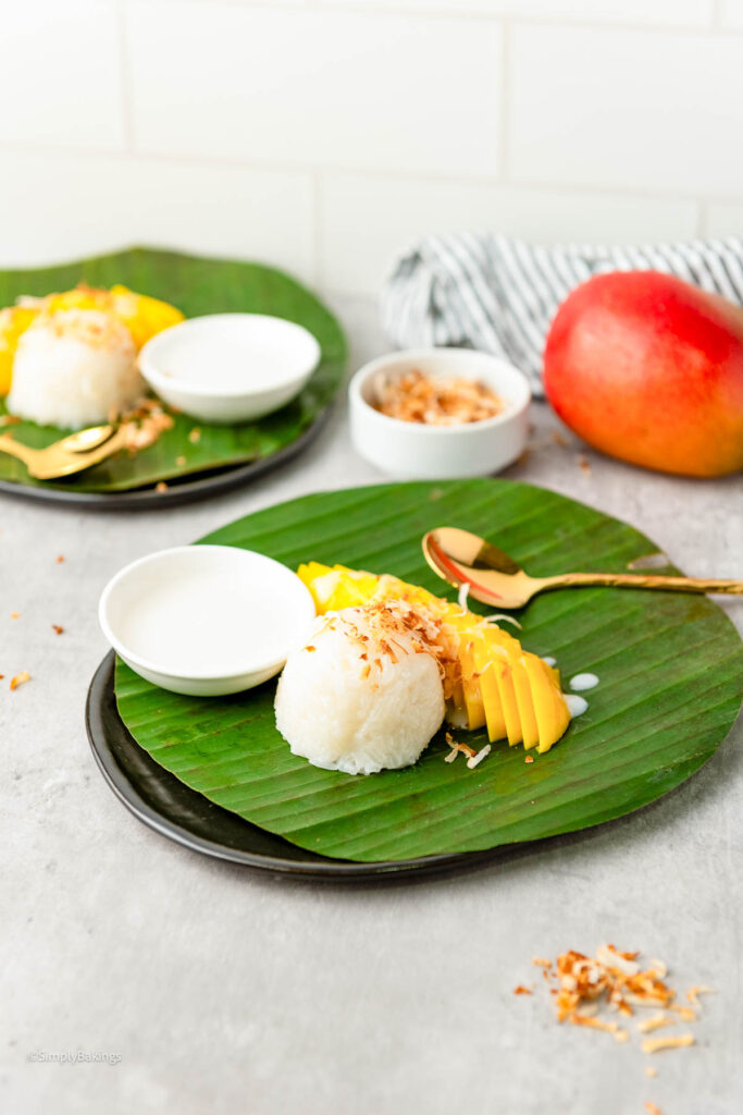 A serving of Filipino Mango Sticky Rice