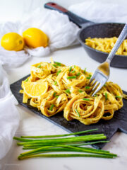 Vegan Lemon Pasta served with a fork