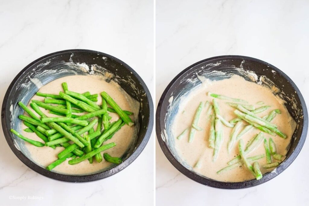 String beans added into the batter