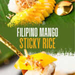 Mango sticky rice with roasted coconut flakes topping