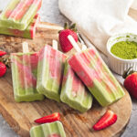 Strawberry Matcha Popsicles stacked together