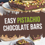 Pistachio Chocolate Bars in a white plate