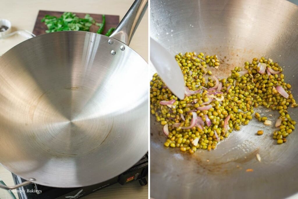 A round pan with beans and spices