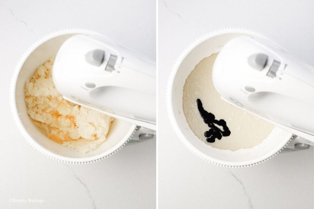 Ingredients in a white stand mixer