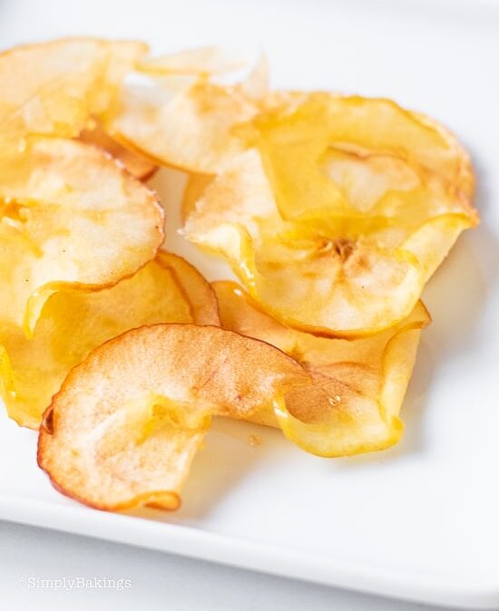 Apple Chips on a white plate